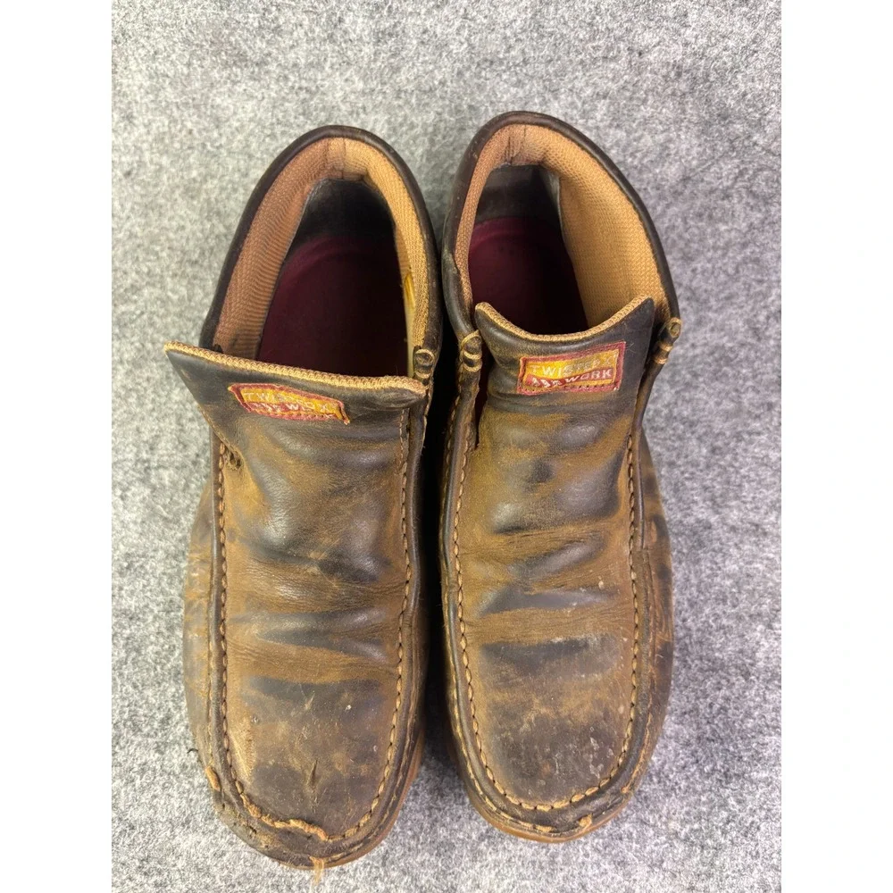 Twisted X Work‎ Driving Mocs Mens Size 8 Brown Leather CellStretch Boots